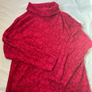 White stag red floral print turtleneck